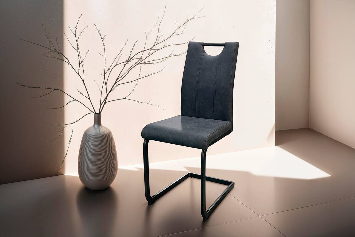 Stuhl BANFF 2er-Set. anthrazit Microfaser B/H/T: ca. 42x97x58 cm