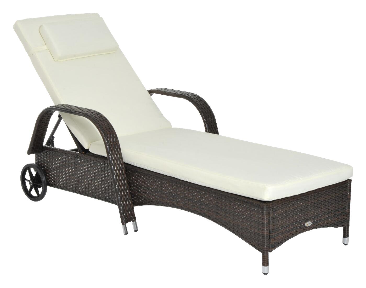 Outsunny Sonnenliege braun Metall B/H/L: ca. 73x103x200 cm