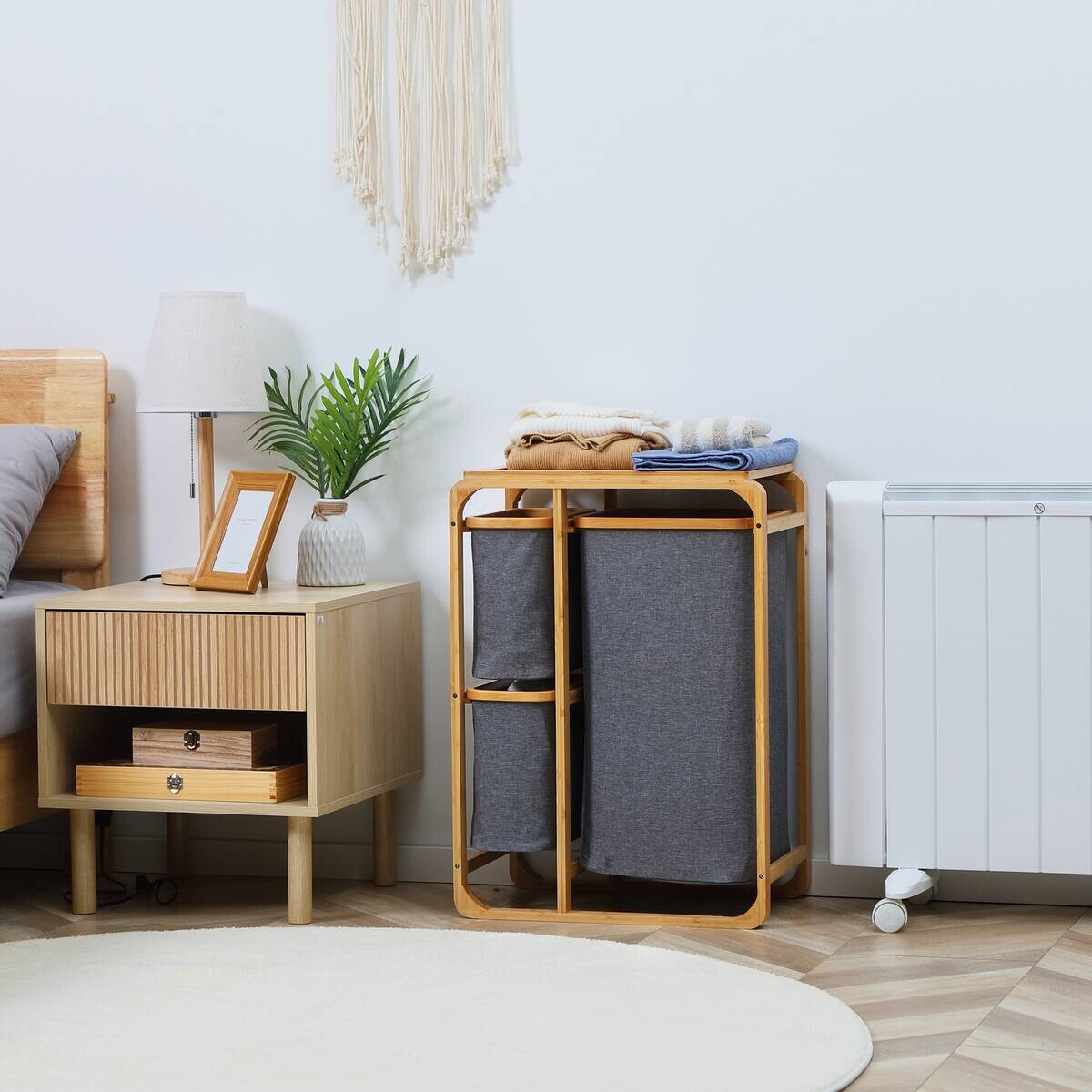 HOMCOM Wäschekorb natur B/H/L: ca. 32x50x69,7 cm