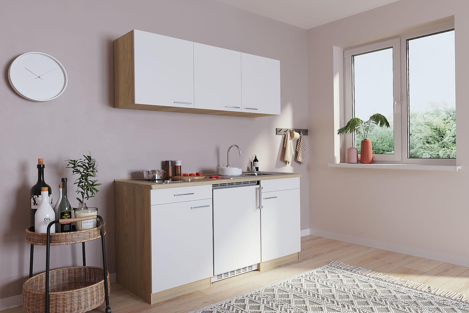 Respekta Singleküche Economy weiß matt B/H/T: ca. 150x200x60 cm