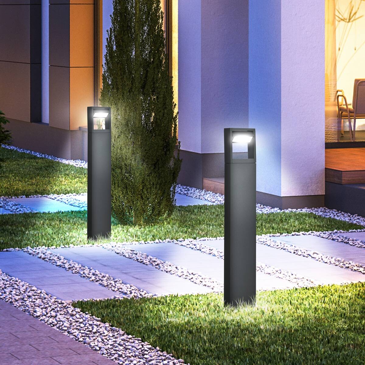 Gartenlampe mit LED dunkelgrau Aluminium Glas Gummi B/H/L: ca. 5x90x16 cm