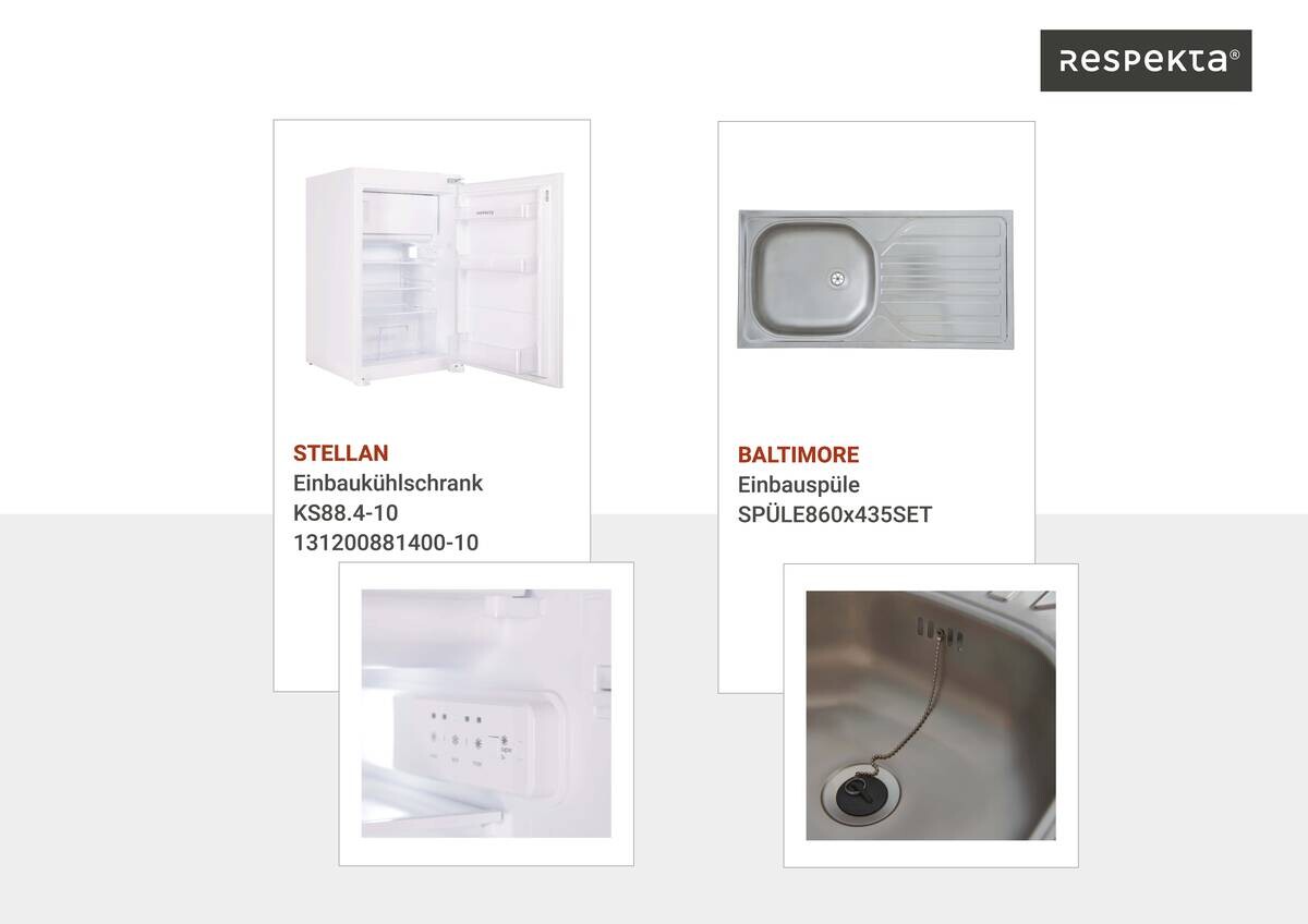 Respekta Küchenblock Malia Beton Optik B/H/T: ca. 270x200x60 cm