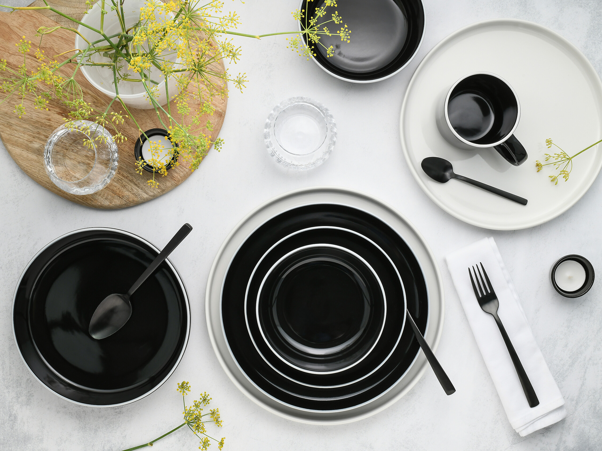 CreaTable Kombiservice Nordic Gourmet schwarz Steinzeug 10 tlg.