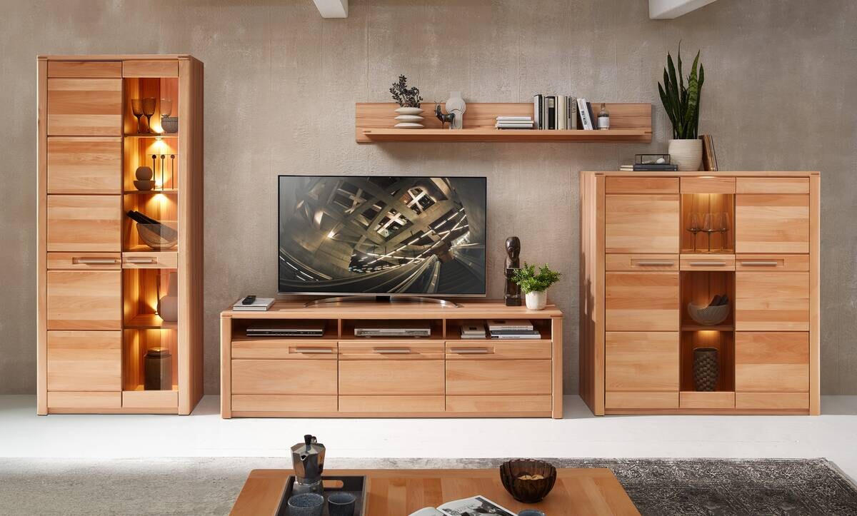 Highboard Nature One buche Nachbildung buche B/H/T: ca. 127x137x40 cm