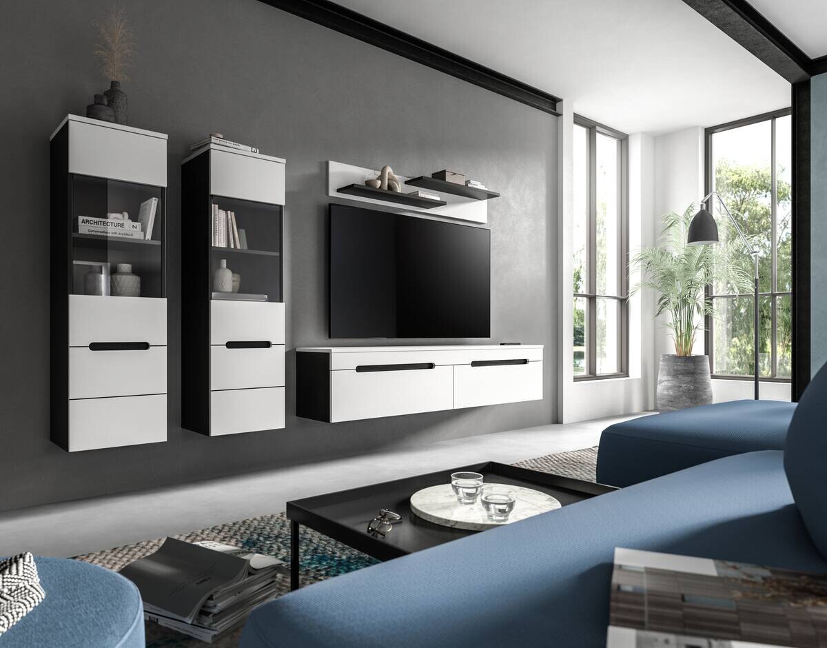 Wohnwand Canu basaltgrau weiß B/H/T: ca. 272x141x33 cm