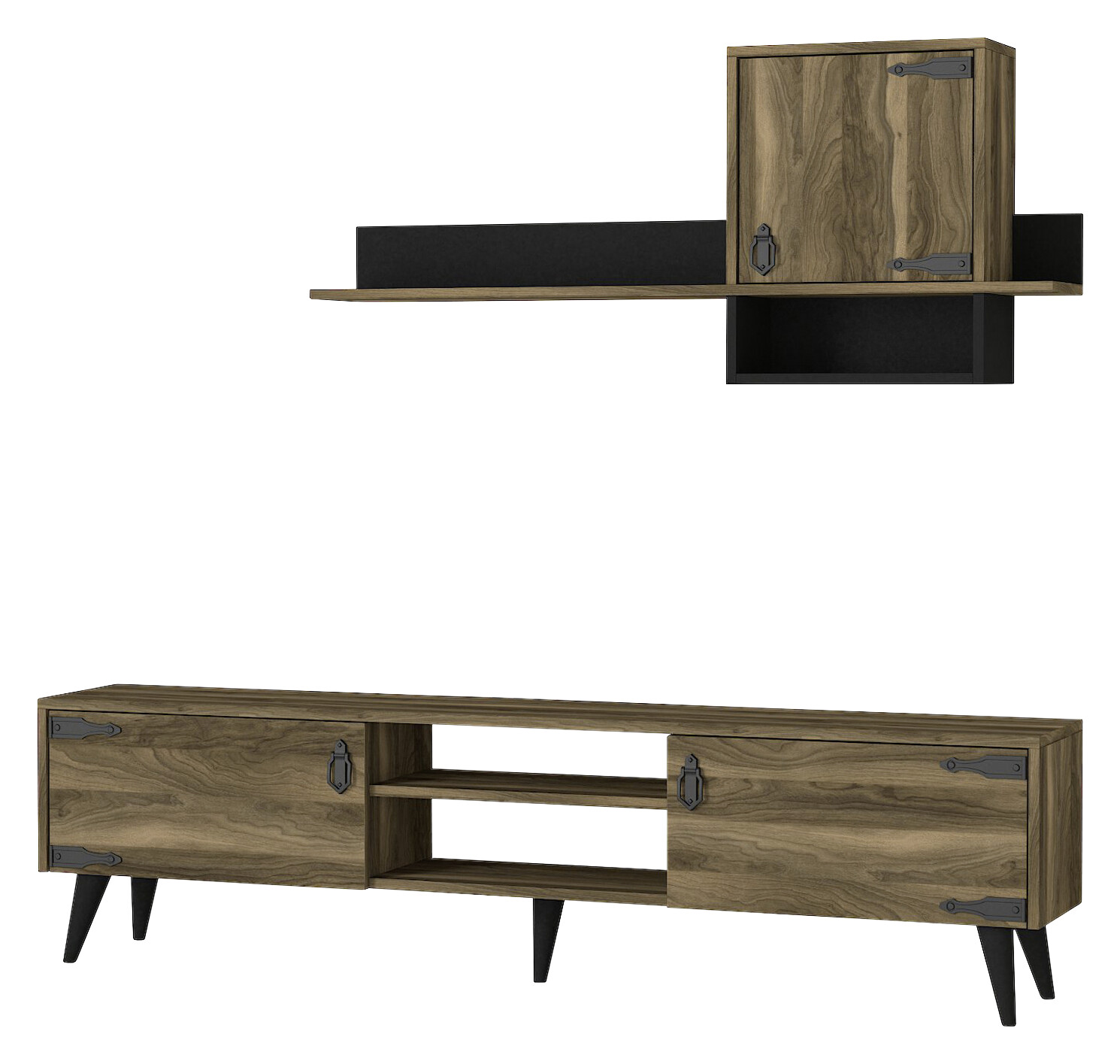 Wohnwand Anthes walnuss Nachbildung B/H/T: ca. 180x41x30 cm Wohnwand Anthes walnuss Nachbildung B/H/T: ca. 180x41x30 cm