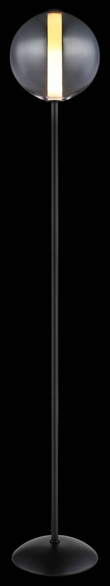 GLOBO Stehleuchte mattschwarz Opal Rauch Glas Metall H/D: ca. 152x25 cm 1 Brennstellen
