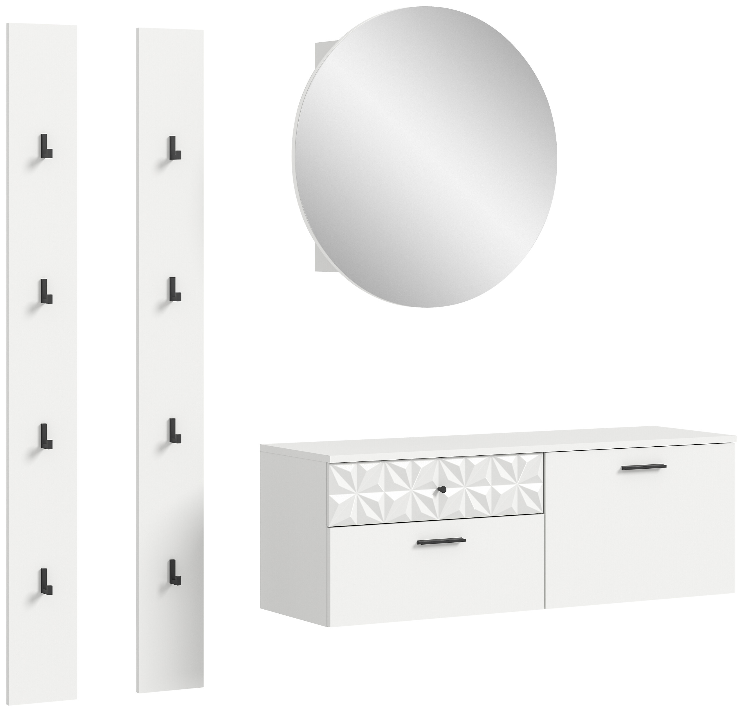 Garderobe Prisma weiß weiß Hochglanz B/H/T: ca. 172x192x34 cm