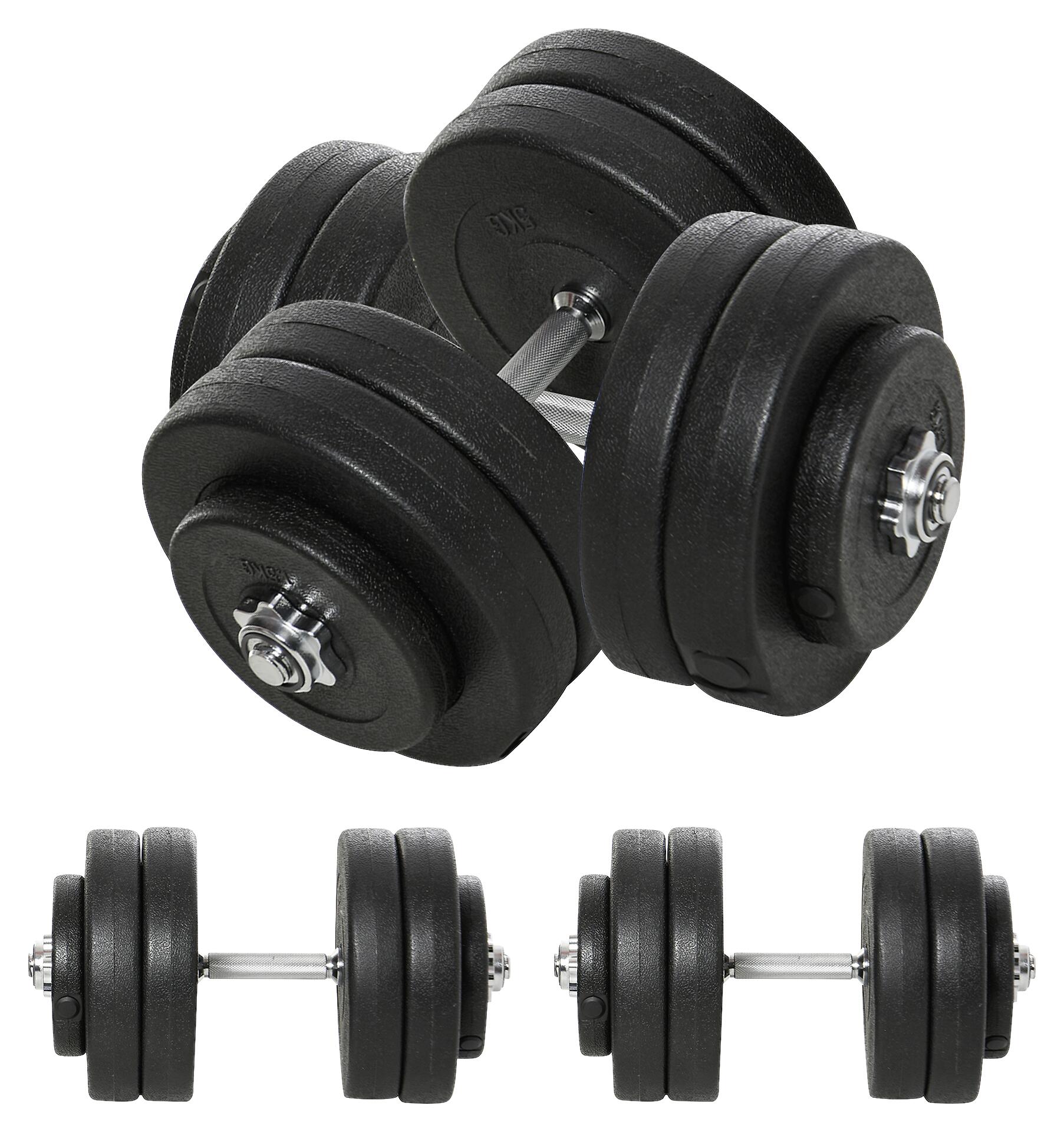 HOMCOM Hantel-Set schwarz Kunststoff B/H/L: ca. 24,5x24,5x4,3 cm