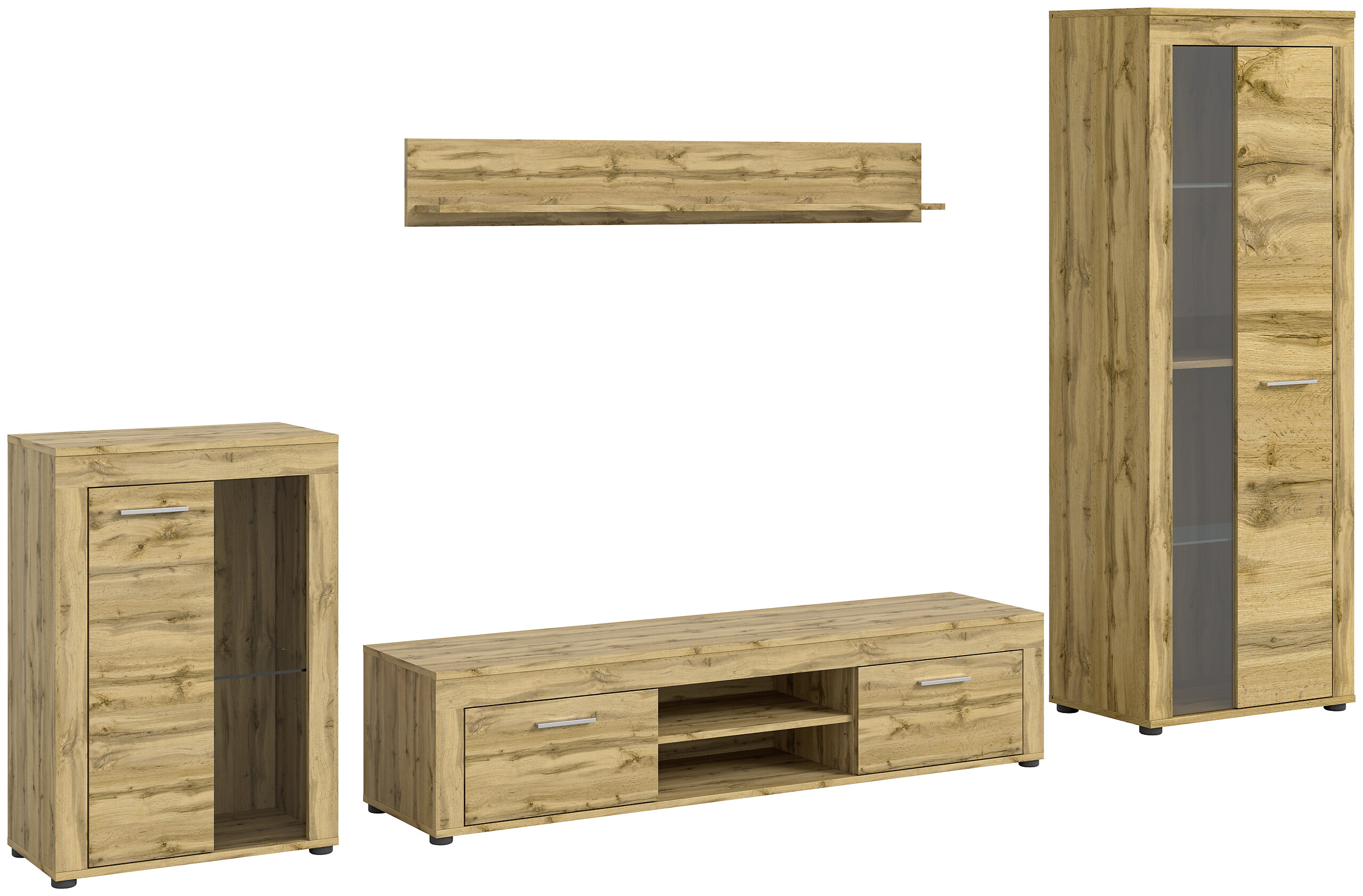 Wohnwand Jam Eiche Wotan Nachbildung B/H/T: ca. 310x169x35 cm