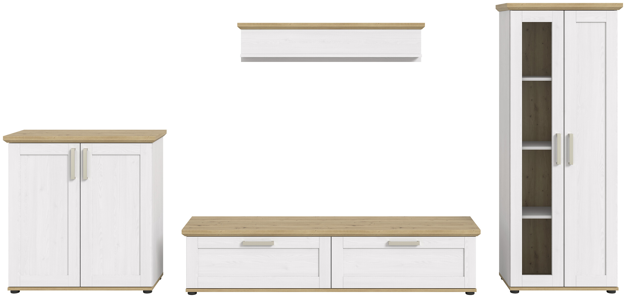 Wohnwand VERONA Lärche Nachbildung Eiche Nachbildung B/H/T: ca. 336x161x40 cm