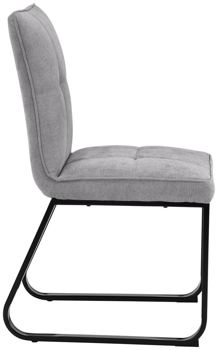 Stuhl TALEA 2er-Set hellgrau schwarz Webstoff Metall B/H/T: ca. 46x86x55 cm