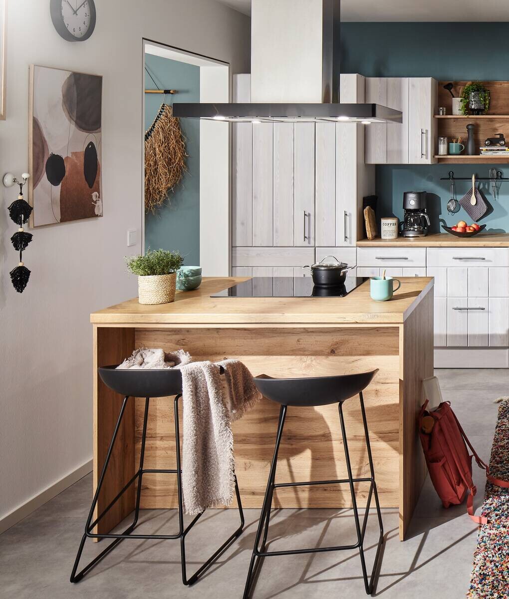 Respekta Winkelküche Anton weiß Lärche Nachbildung B/H/T: ca. 310x211x172 cm