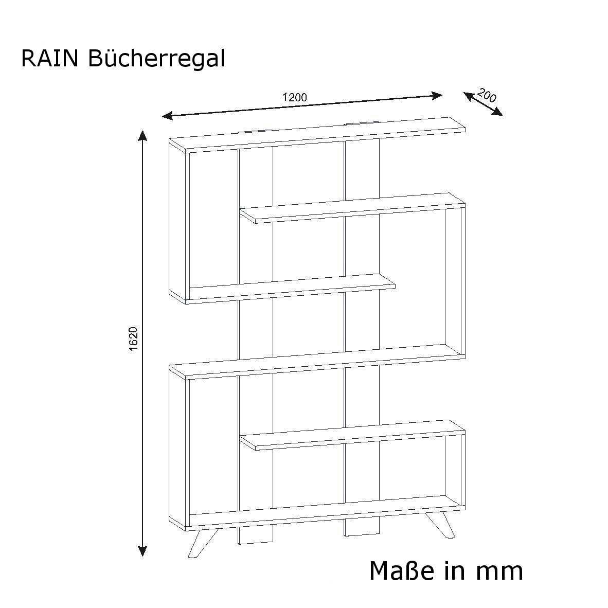 Regal Rain weiß walnuss Nachbildung B/H/T: ca. 120x162x20 cm