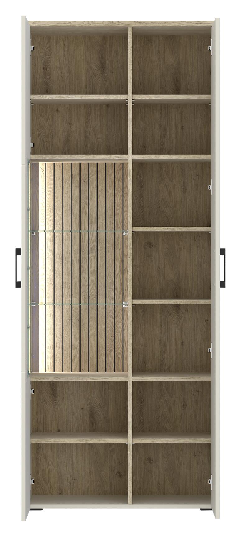 Vitrine Cashmere Eiche Nachbildung Spanplatte B/H/T: ca. 76x192x35 cm