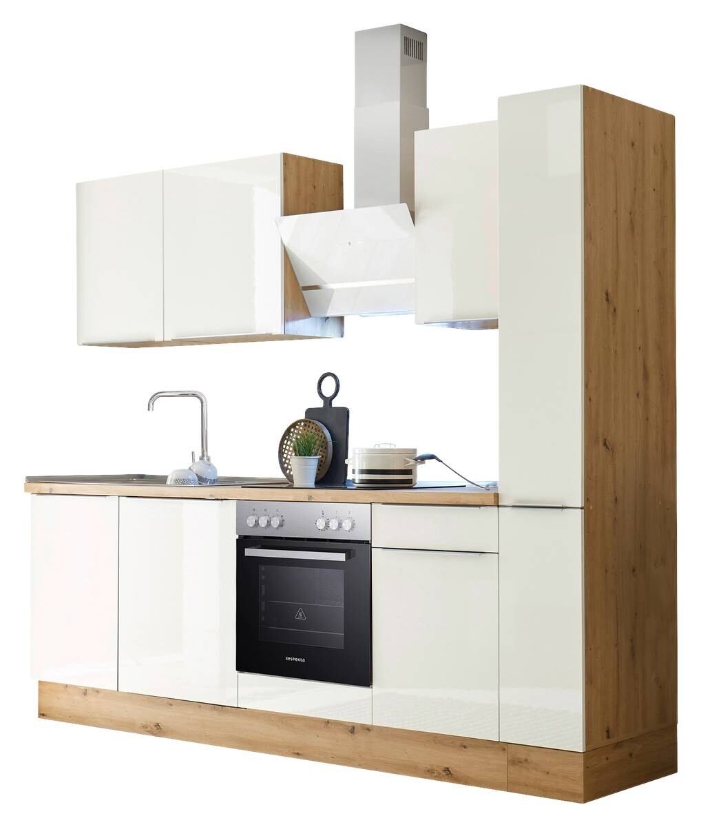 Respekta Küchenblock Marleen weiß Hochglanz B/H/T: ca. 250x211x60 cm