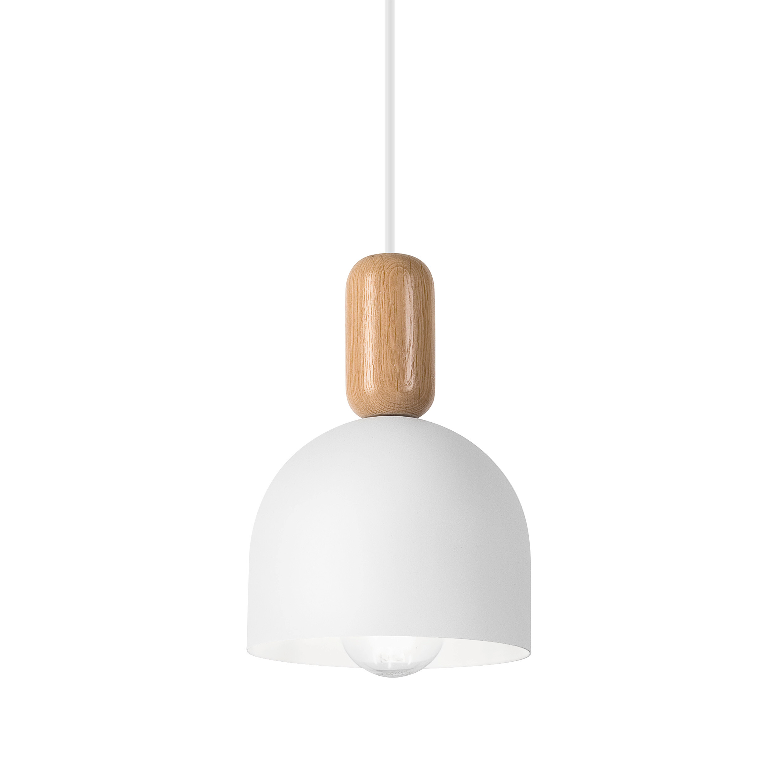 Lamkur Hängeleuchte Eiche weiß Holz Stahl B/H/L: ca. 15,5x102x15,5 cm E27 1 Brennstellen