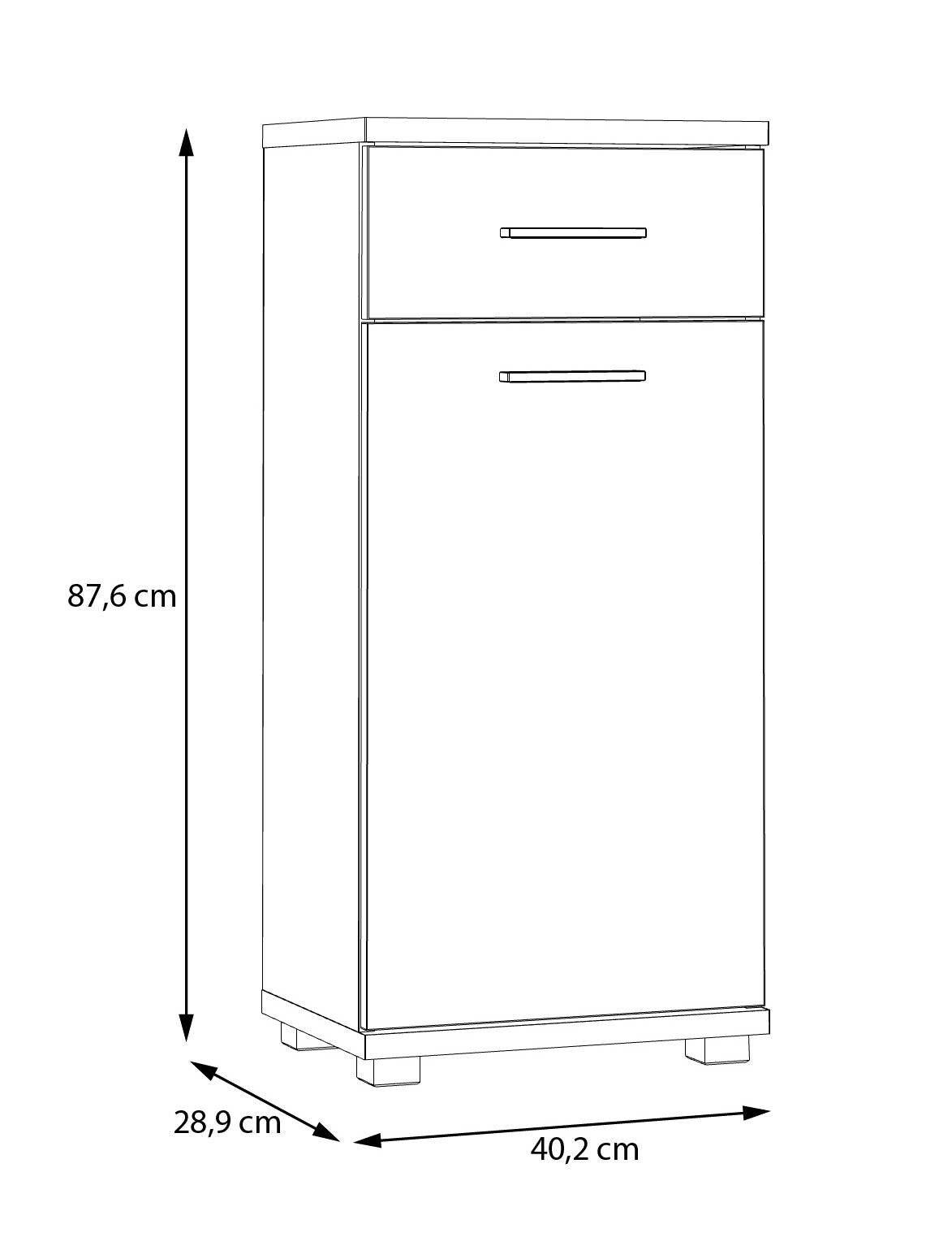 Badkommode Eiche Artisan Nachbildung salbei B/H/T: ca. 40x88x29 cm