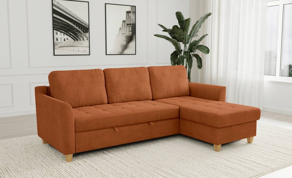 Ecksofa mit Bettfunktion und Bettkasten terra Microfaser B/H/T: ca. 231x86x150 cm
