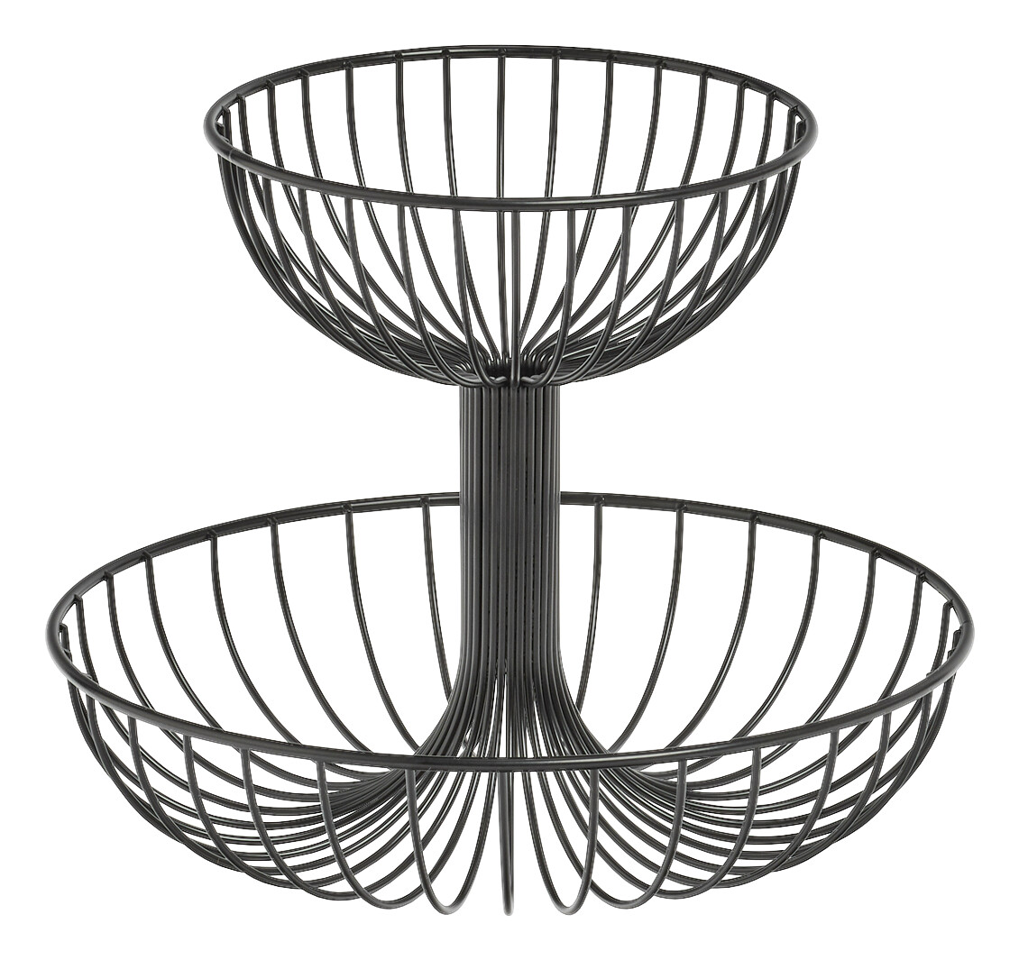 Zeller Obst-Etagere 2-lagig schwarz Metall B/H/L: ca. 32x25,8x32 cm