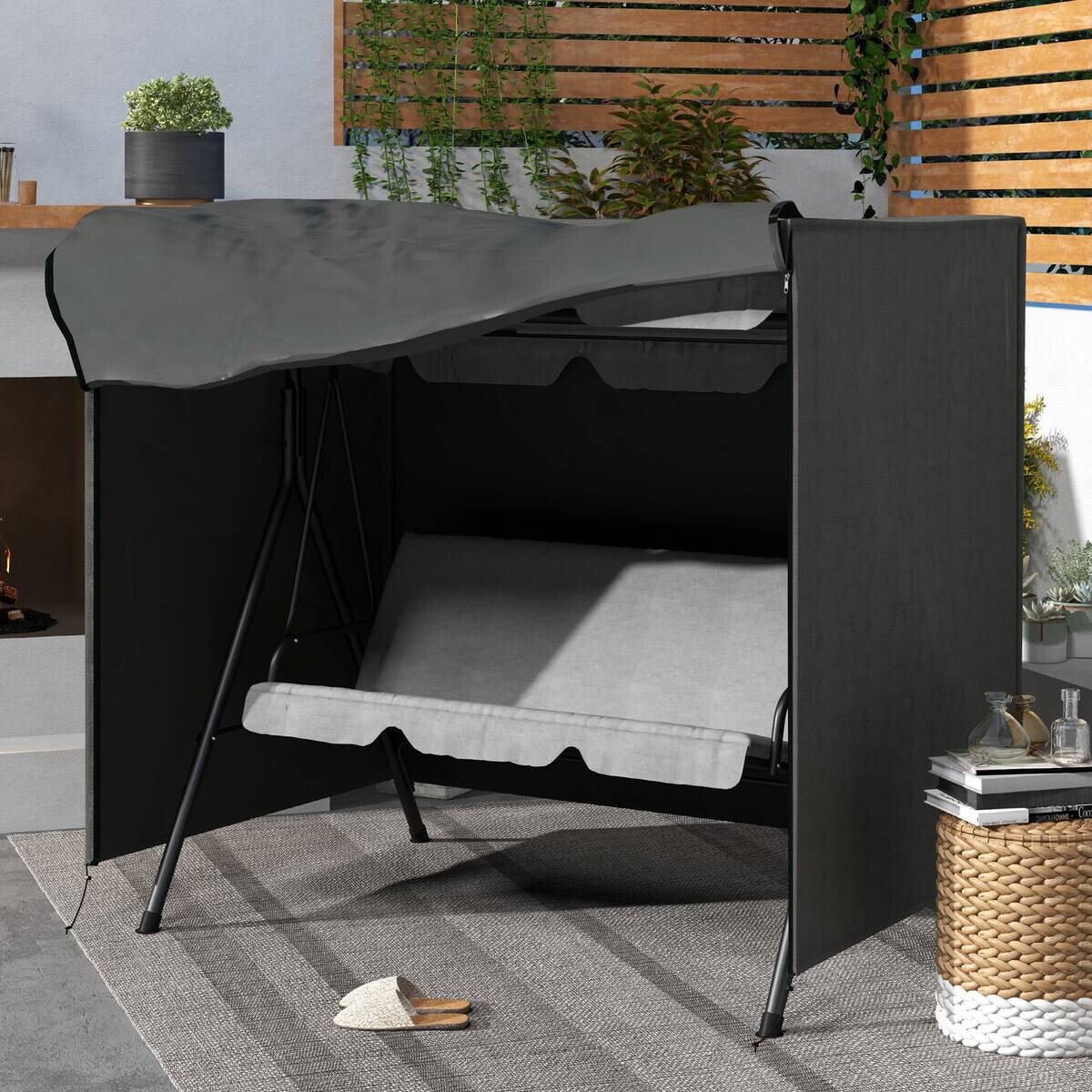 Outsunny Abdeckplane dunkelgrau Polyester B/H/L: ca. 114x152x177 cm