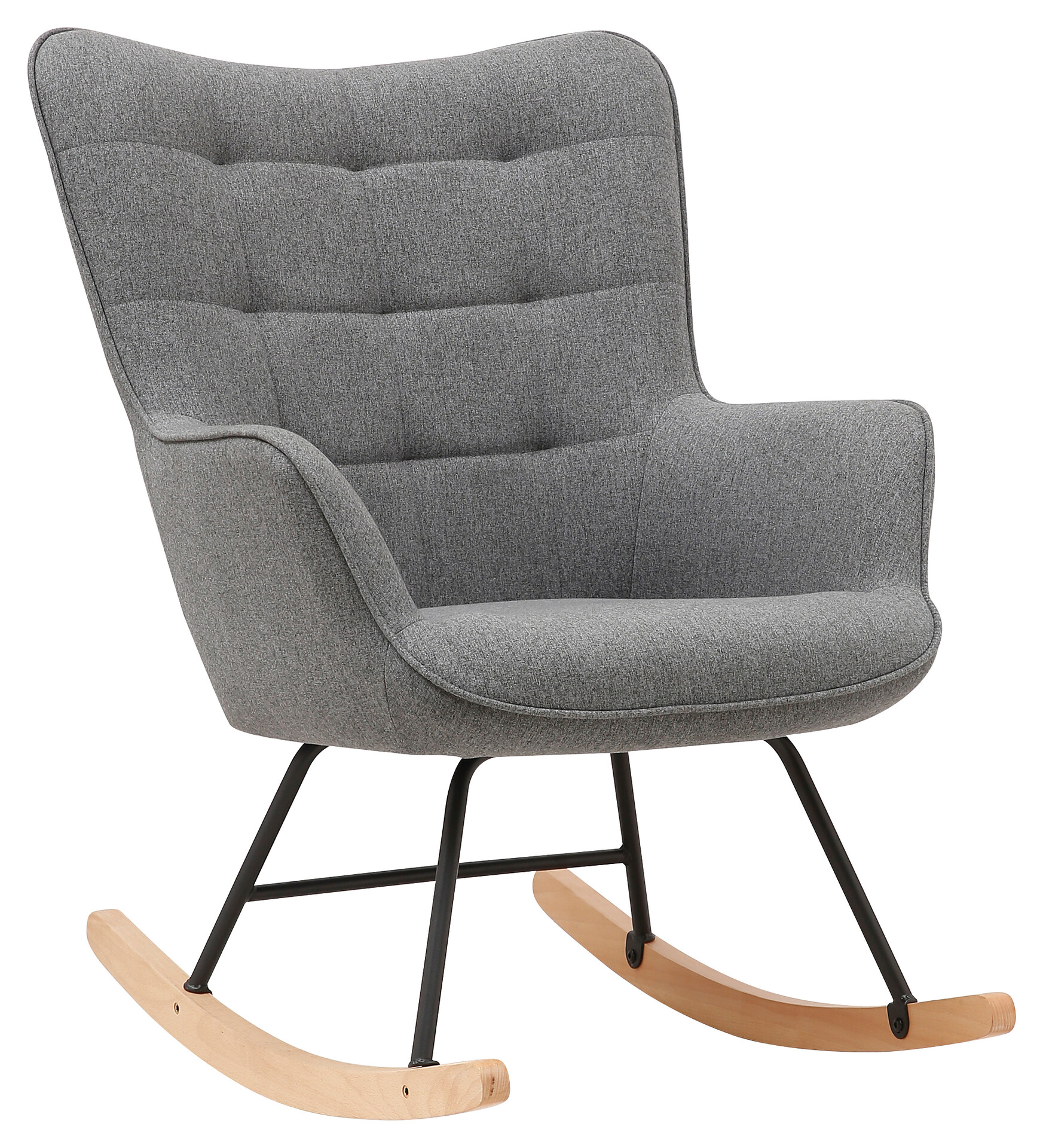 byLIVING Schaukelstuhl RICHIE grau schwarz natur Webstoff Metall Buche B/H/T: ca. 72x92x92 cm