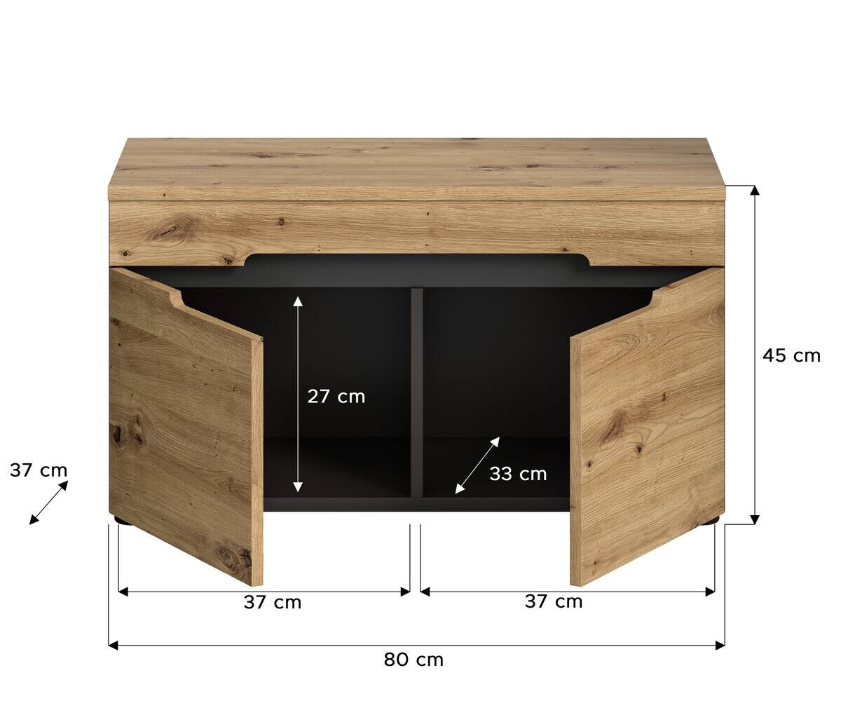 Sitzbank CANU edles Basaltgrau Nachbildung Eiche Artisan Nachbildung B/H/T: ca. 80x45x37 cm