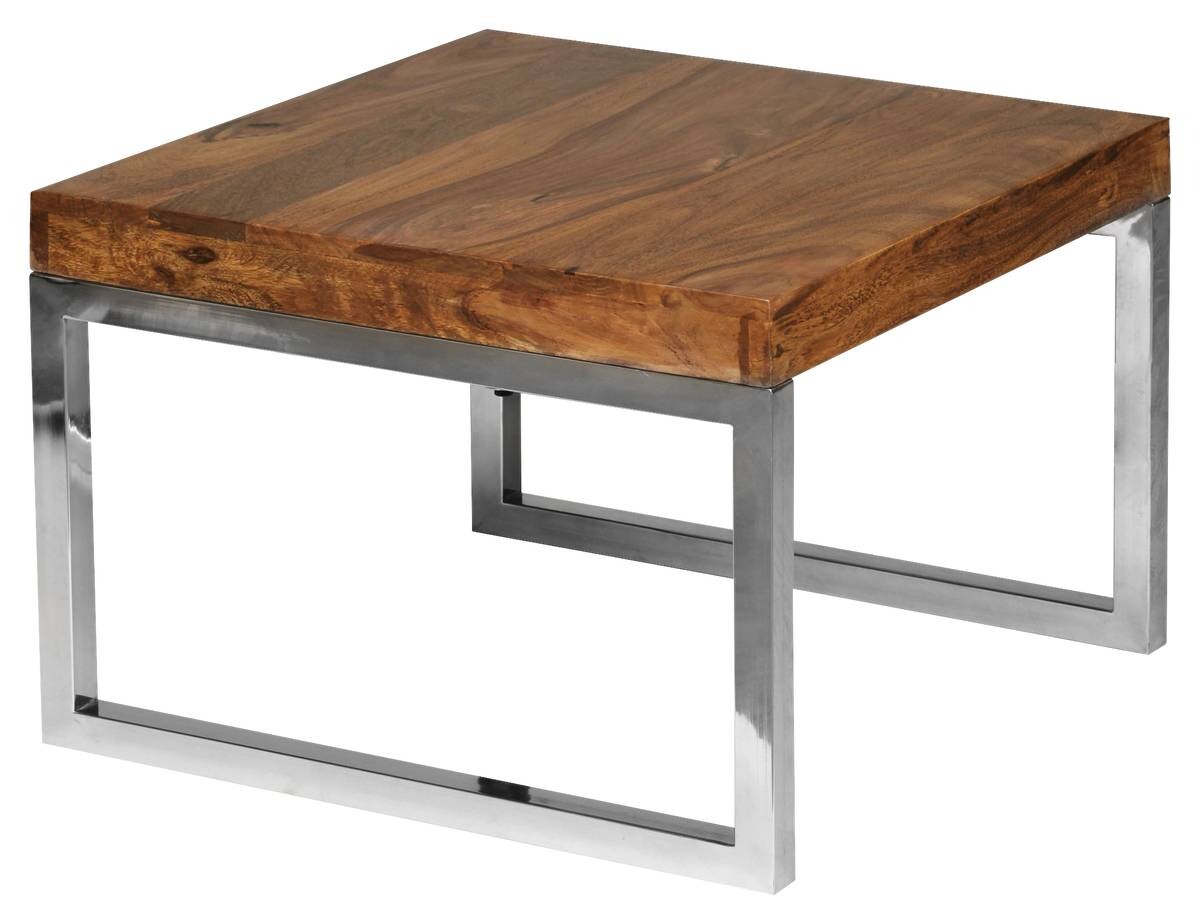 Beistelltisch natur Chrom verchromt Echtholz Metall B/H/T: ca. 60x40x60 cm