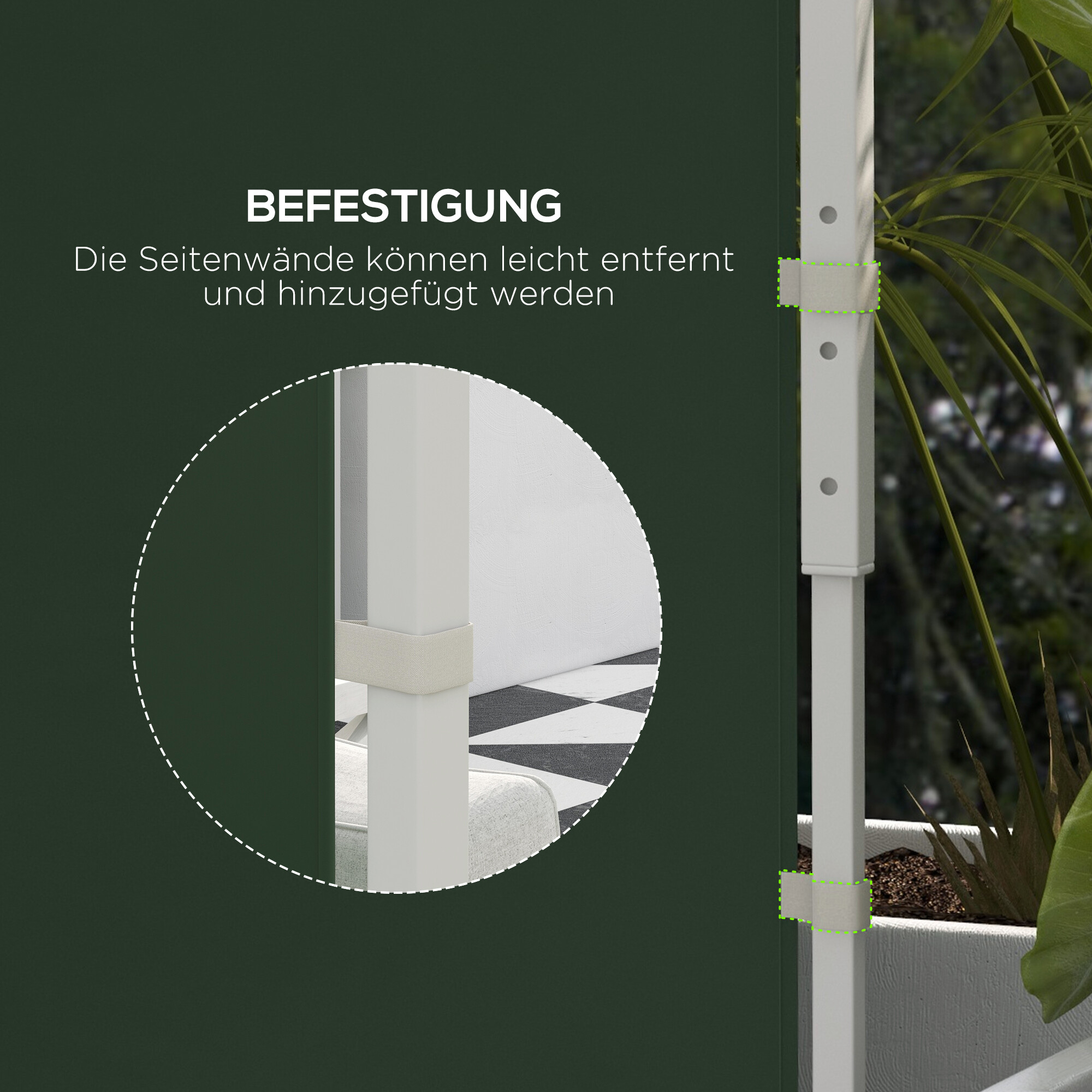 Outsunny Seitenteile für Pavillon grün Polyester B/H/L: ca. 295x195x0,01 cm