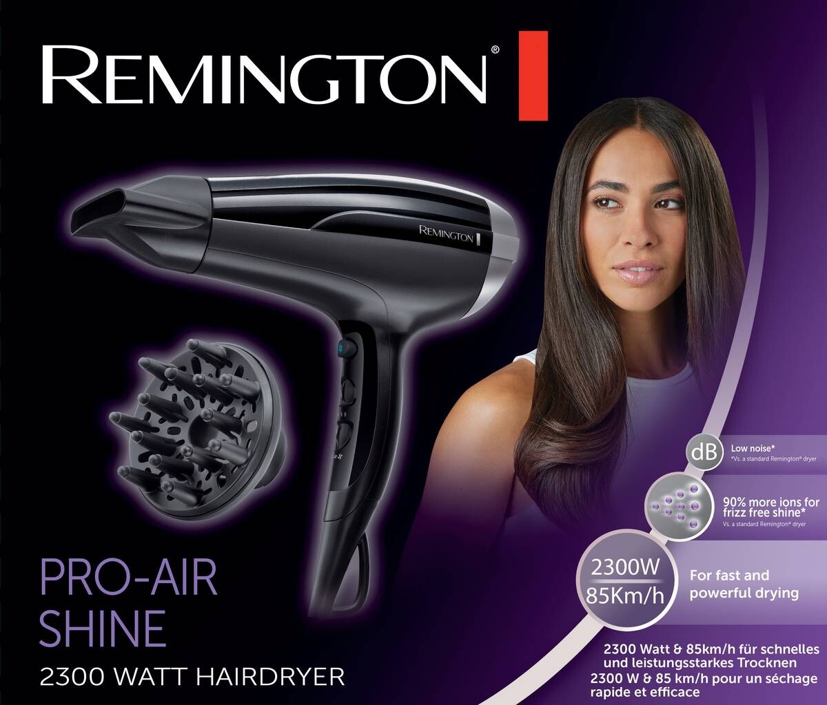 REMINGTON Haartrockner D5215 schwarz grau Kunststoff B/H/T: ca. 9x18x26 cm