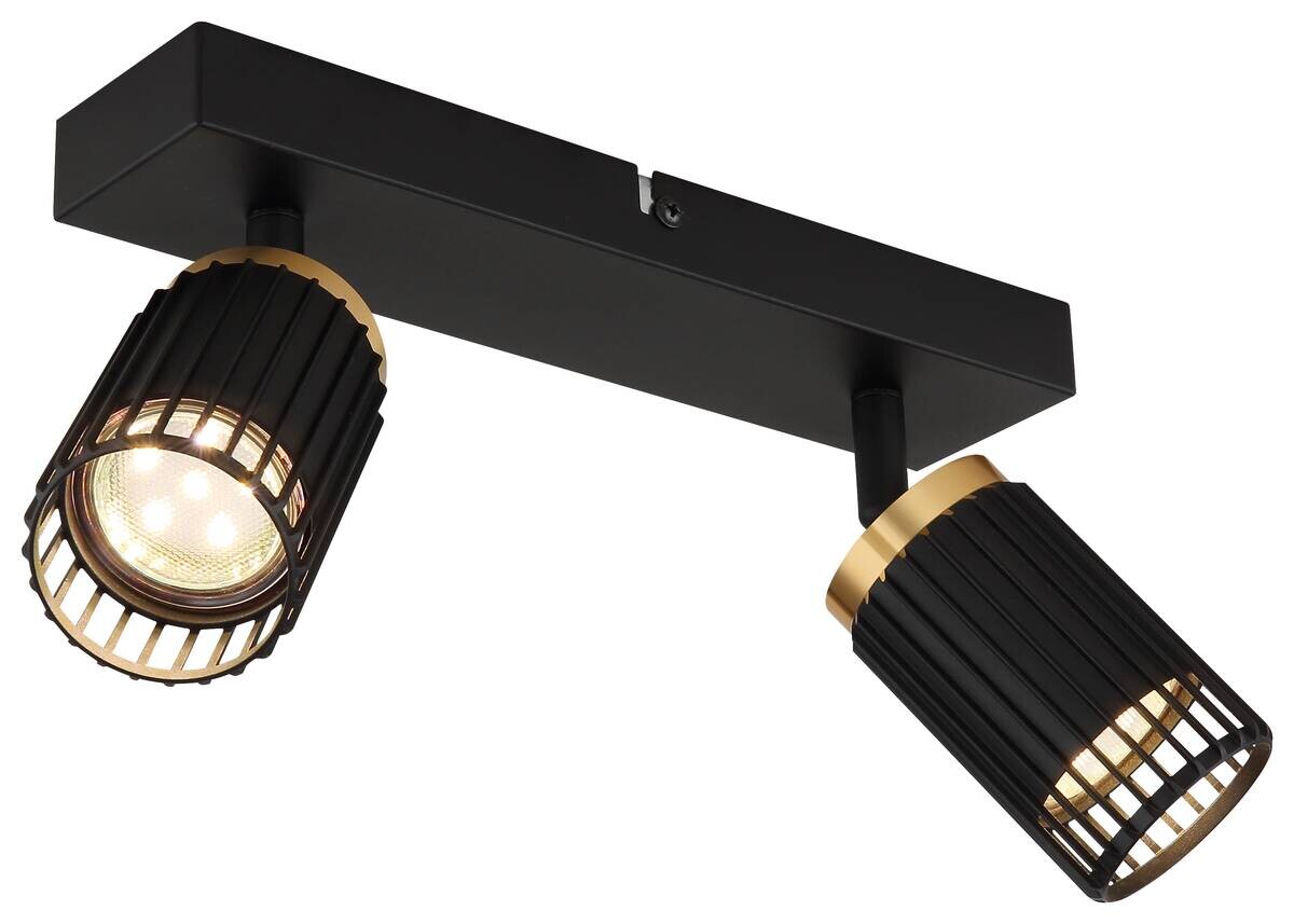 GLOBO Strahler mattschwarz Aluminium Metall B/H/T/L: ca. 12,5x15,5x26x26 cm GU10 2 Brennstellen