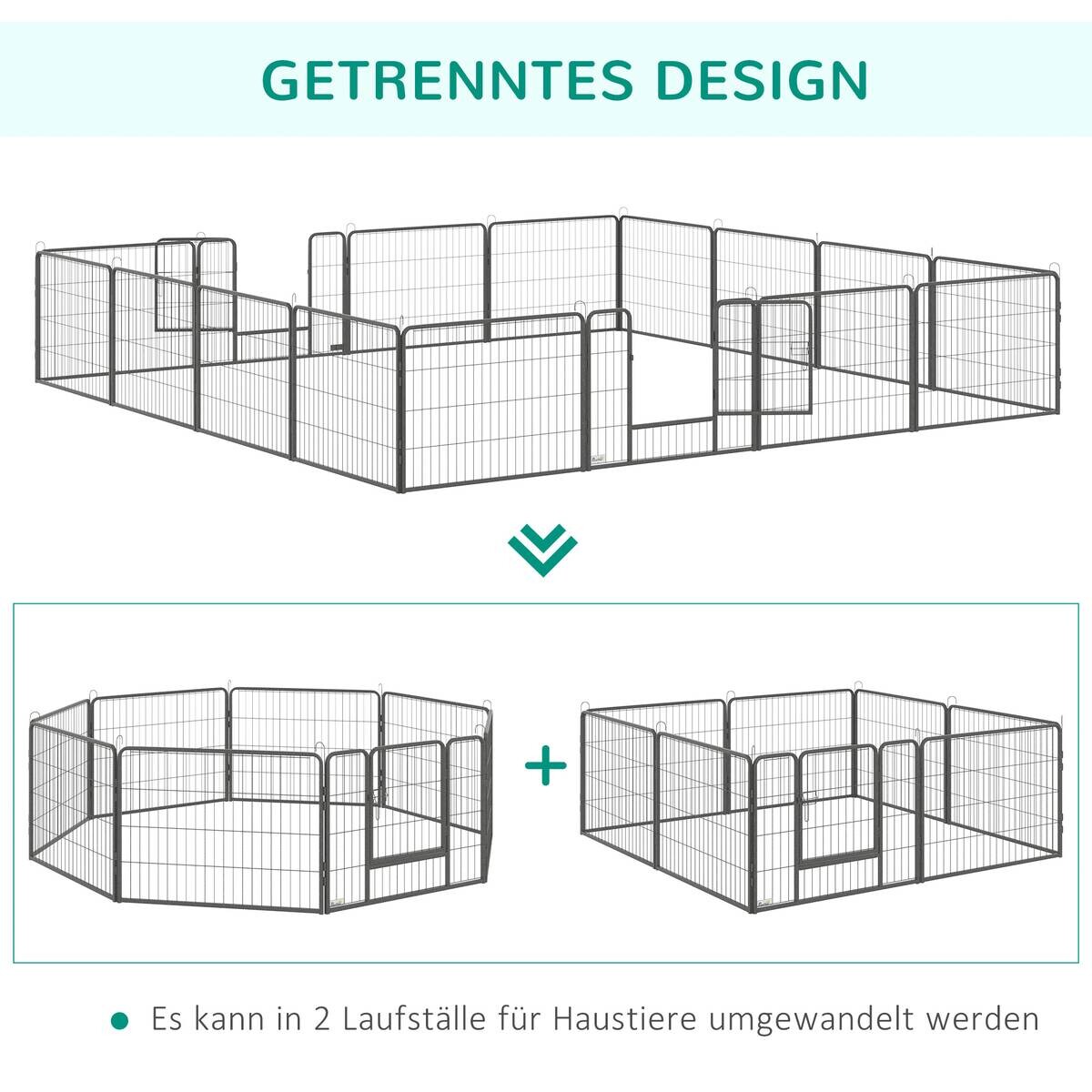 PawHut Gehege grau Edelstahl B/H/L: ca. 1,5x80x60 cm