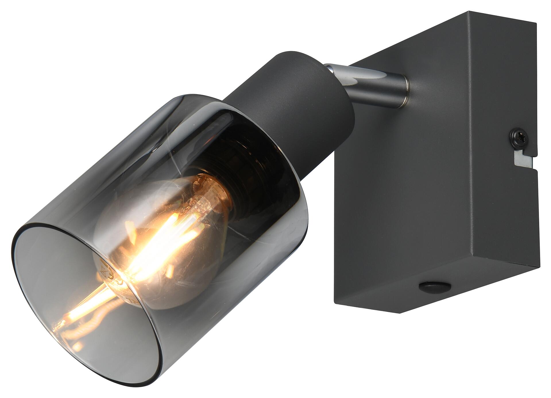 Reality Spotleuchte Cadiz anthrazit Metall Glas B/H/L/D: ca. 9x9x15x7 cm E14 1 Brennstellen