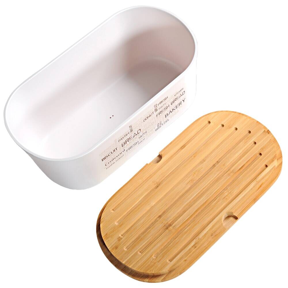 Kesper Brotbox weiß Bambus B/H/L: ca. 20x4,5x34 cm