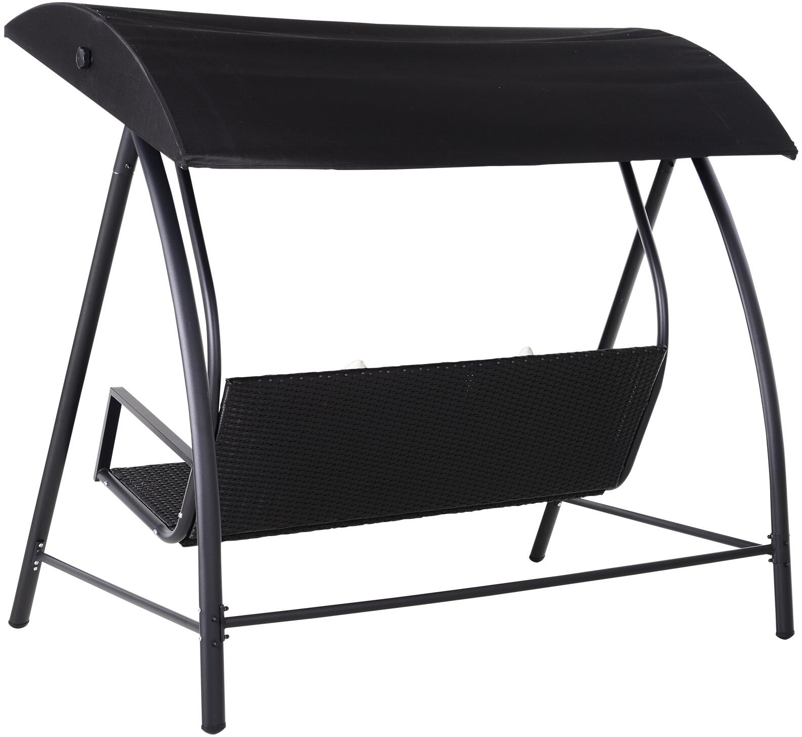 Outsunny Hollywoodschaukel schwarz Polyrattan B/H/L: ca. 124x179x198 cm