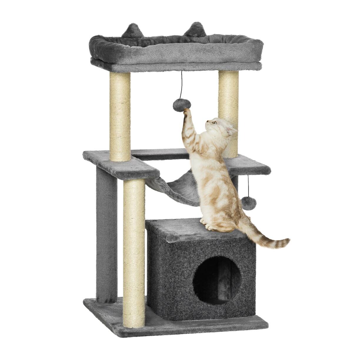 PawHut Kratzbaum grau Spanplatte B/H/L: ca. 48x48x90 cm