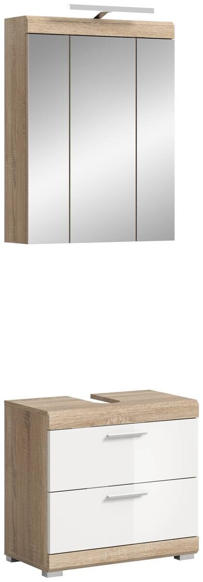 Badezimmer-Set Lambada Eiche Sonoma Nachbildung weiß Hochglanz B/H/T: ca. 60x191x37 cm