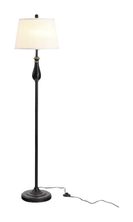 HOMCOM 3er Lampenset schwarz weiß Metall Polyester-Mischgewebe Stoff B/H/L: ca. 38x158x38 cm E27 3 Brennstellen