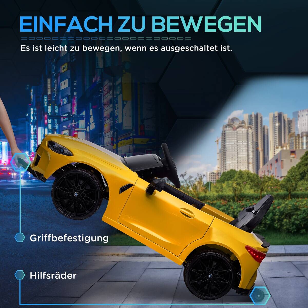 AIYAPLAY Kinder-Elektroauto gelb B/H/L: ca. 69,5x51x108 cm