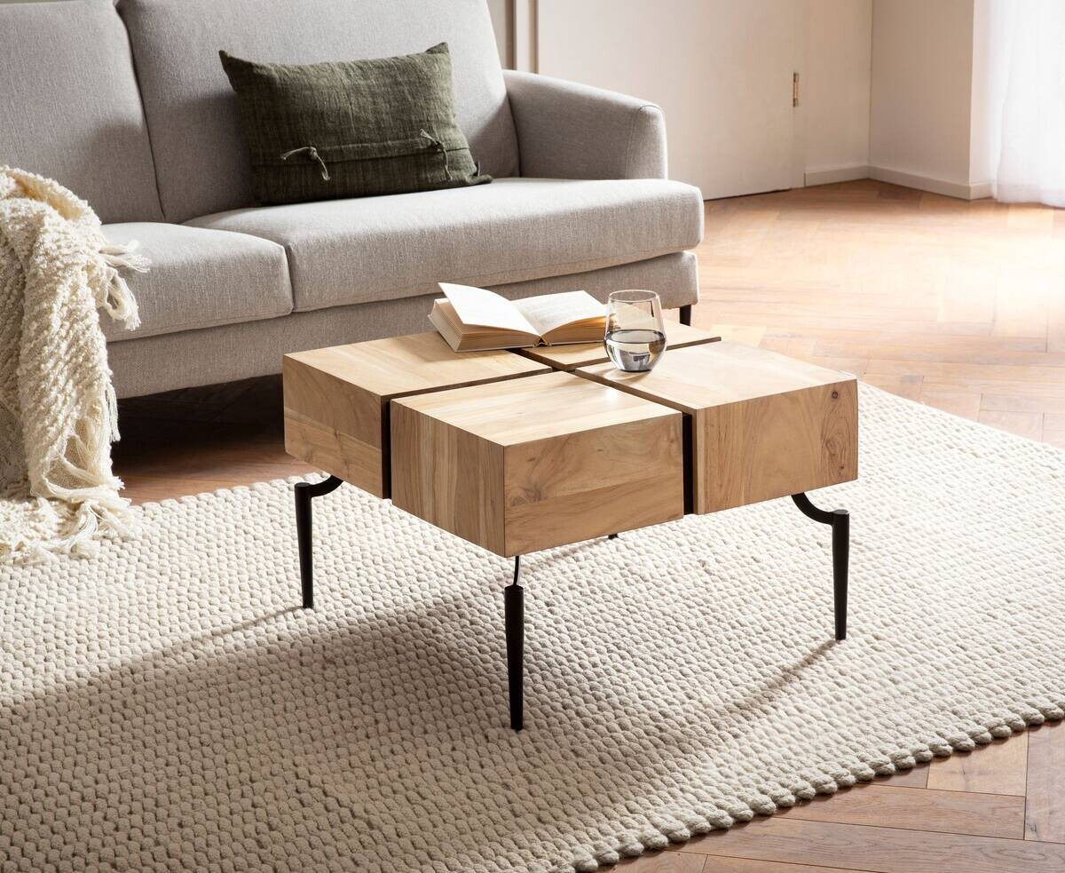 Wohnling Couchtisch Akazie B/H/T: ca. 60x40x60 cm