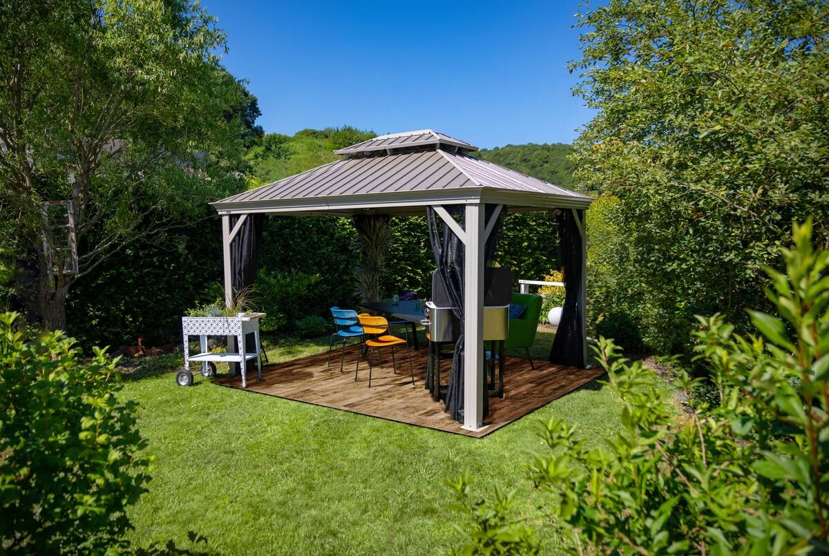 Sojag Pavillon Messina champagner Metall B/H/L: ca. 483x307x363 cm