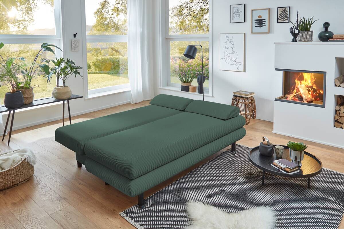 Schlafsofa grün Microfaser B/H/T: ca. 190x93x92 cm