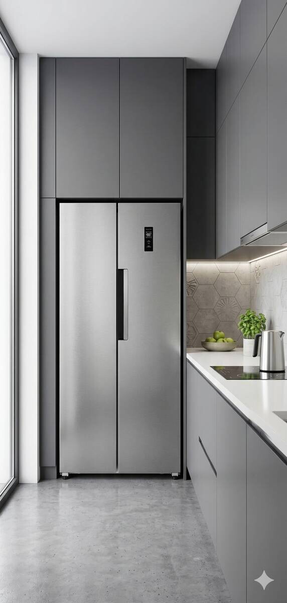 POCOline Side-by-Side SBS 179-444 ESID silber B/H/T: ca. 83x179x61 cm