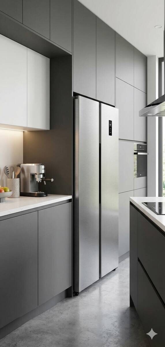 POCOline Side-by-Side SBS 179-444 ESID silber B/H/T: ca. 83x179x61 cm