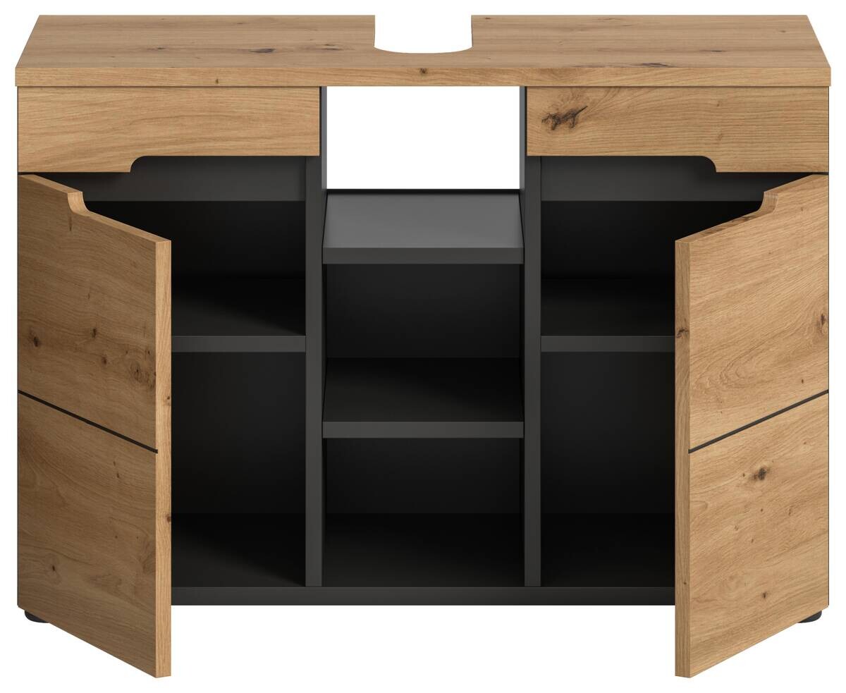 Waschbeckenunterschrank Canu Basalt Eiche Artisan Nachbildung B/H/T: ca. 80x55x34 cm