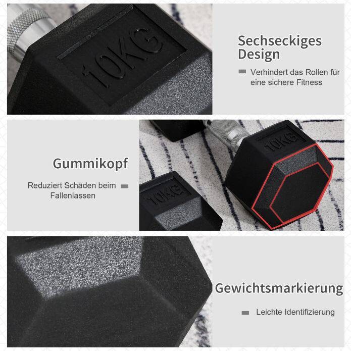 HOMCOM Kurzhantelset schwarz Gummi B/H/L: ca. 13,5x31x13,5 cm