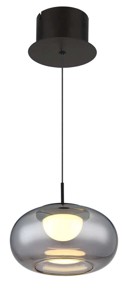 GLOBO LED-Pendelleuchte schwarz mattschwarz Rauch Glas Metall H/D: ca. 150x20 cm 1.0 Brennstellen