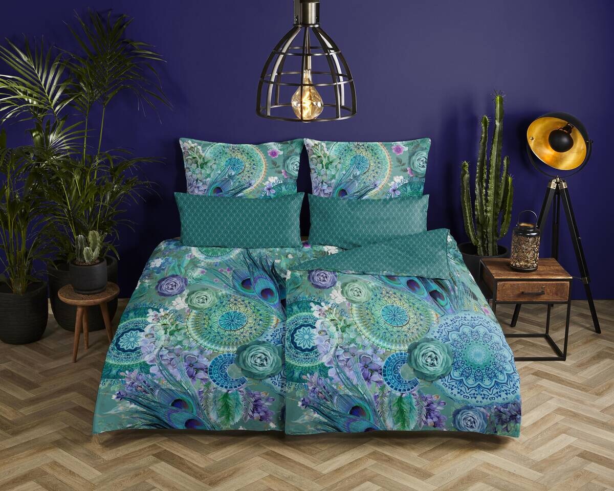 Baumwoll Bettwäsche Kari Satin grün Baumwolle B/L: ca. 135x200 cm