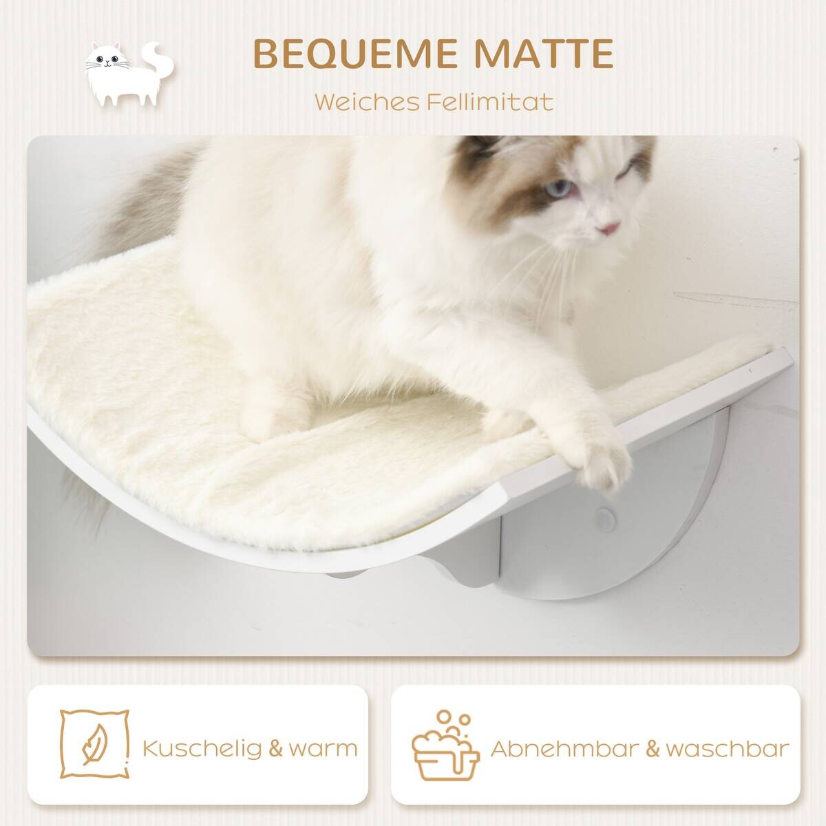 PawHut Wand-Katzenbett weiß MDF B/H/L: ca. 28x21x41 cm