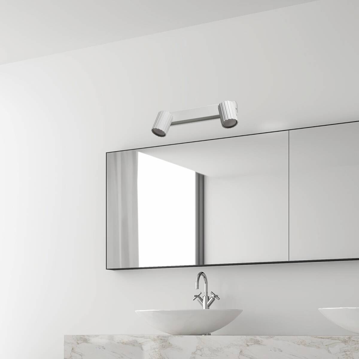 Lamkur Strahler Prisma weiß Stahl B/H/L: ca. 6,5x16,5x30 cm 2 Brennstellen